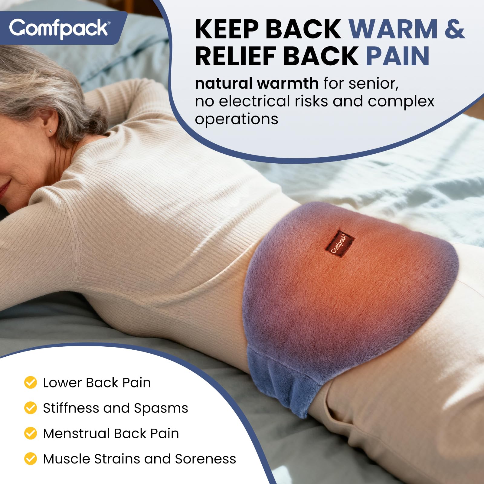 Cubierta removible lavable de Comfpack facilita limpieza rápida.