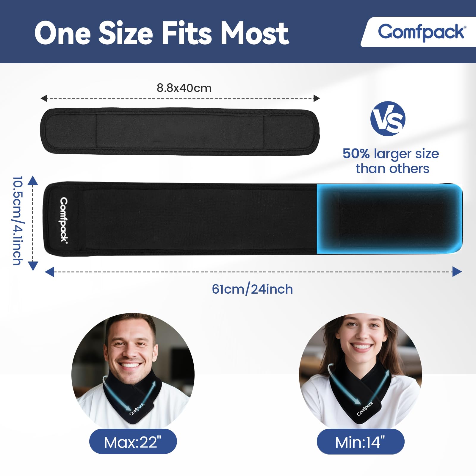 Comfpack cuello hielo flexible: se adapta al contorno para un ajuste cómodo.