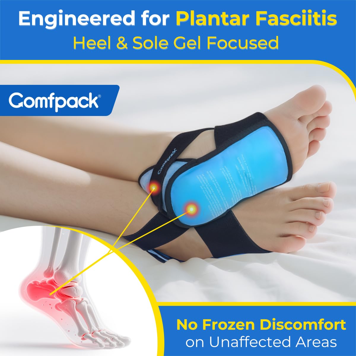 Comfpack diseño de correas cruzadas para ajuste seguro durante la terapia.
