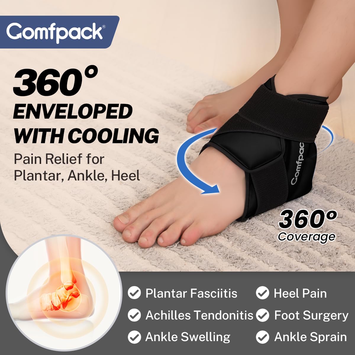 Comfpack diseño ergonómico para talón y tobillo