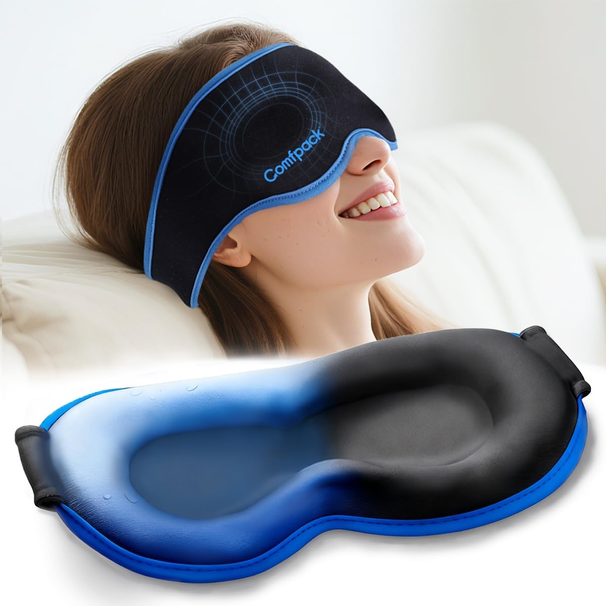 Comfpack máscara ocular 3D con gel frío para ojos cansados y tensión ocular