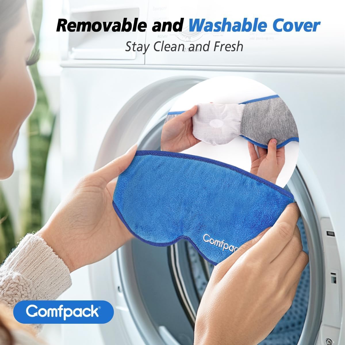 Comfpack máscara ocular con correa ajustable para un ajuste cómodo