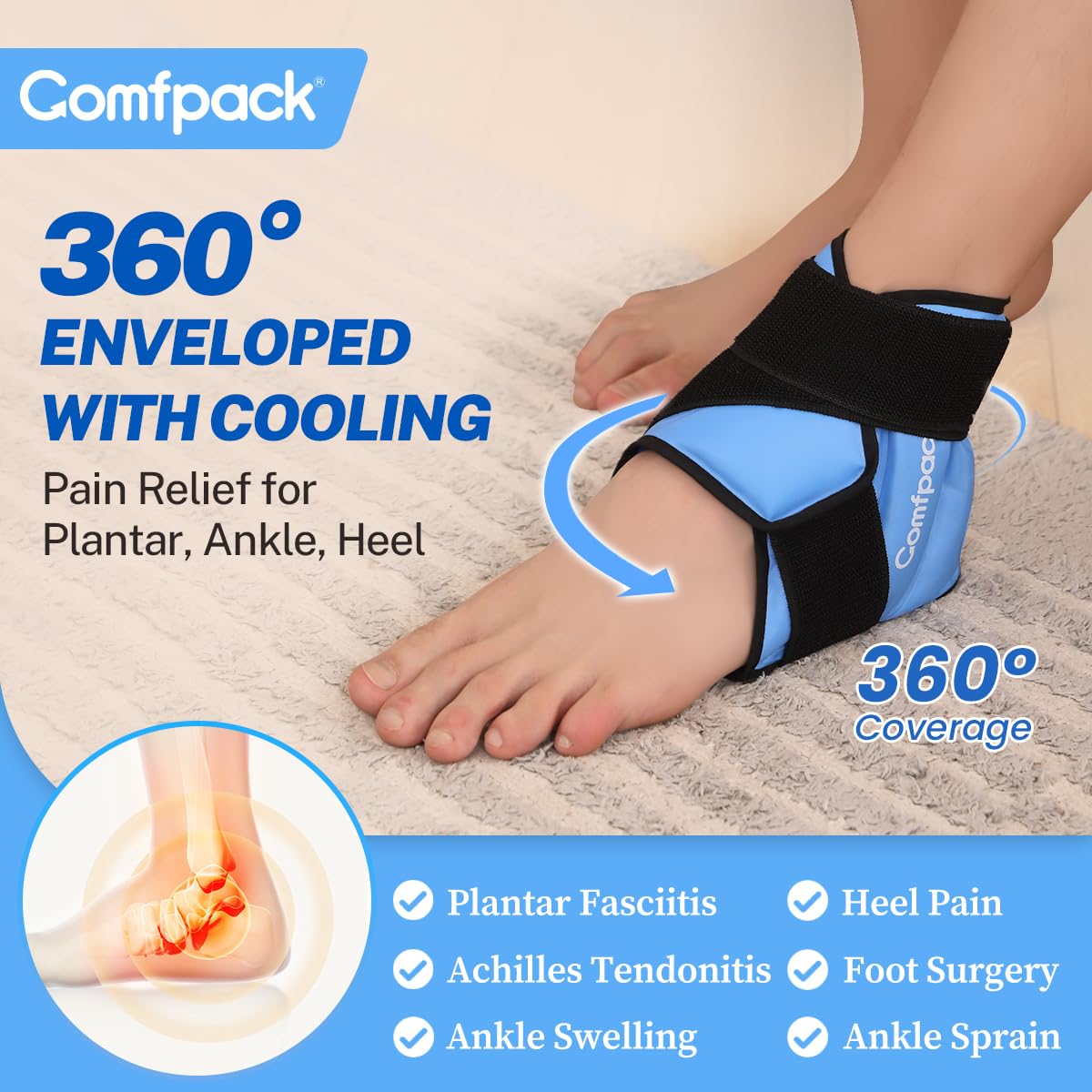 Comfpack planta-pie fascitis-diseño ofrece cobertura completa para fascitis plantar.