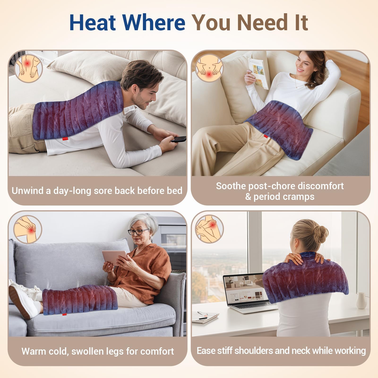 Comfytemp almohadilla calor húmedo con mezcla de semillas para relajación.