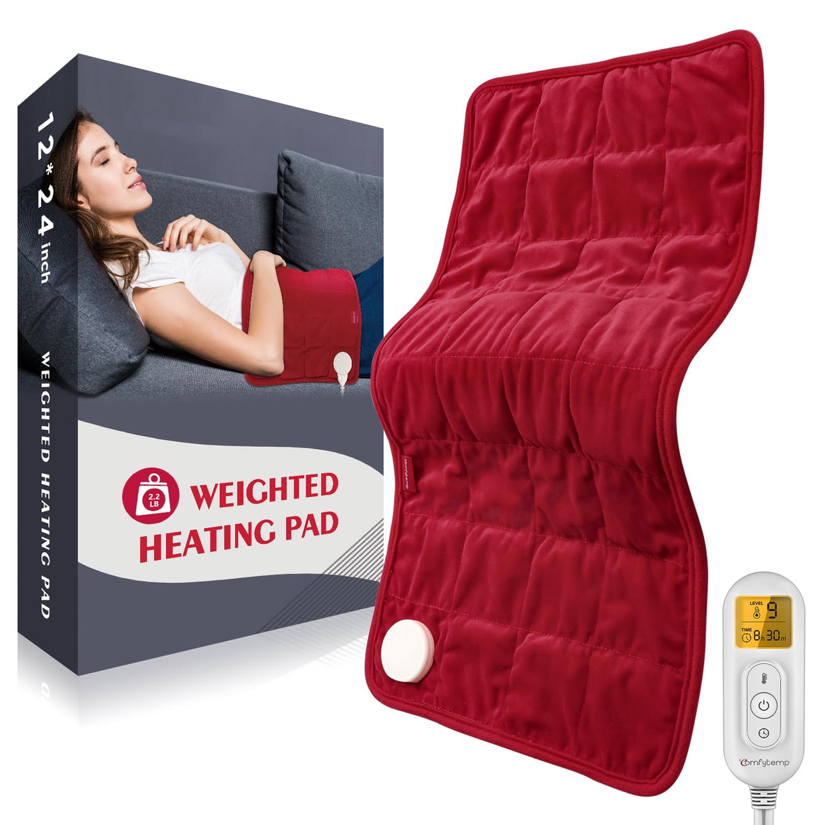 Comfytemp almohadilla de calor peso 2-2 libras brinda estabilidad y confort en la espalda