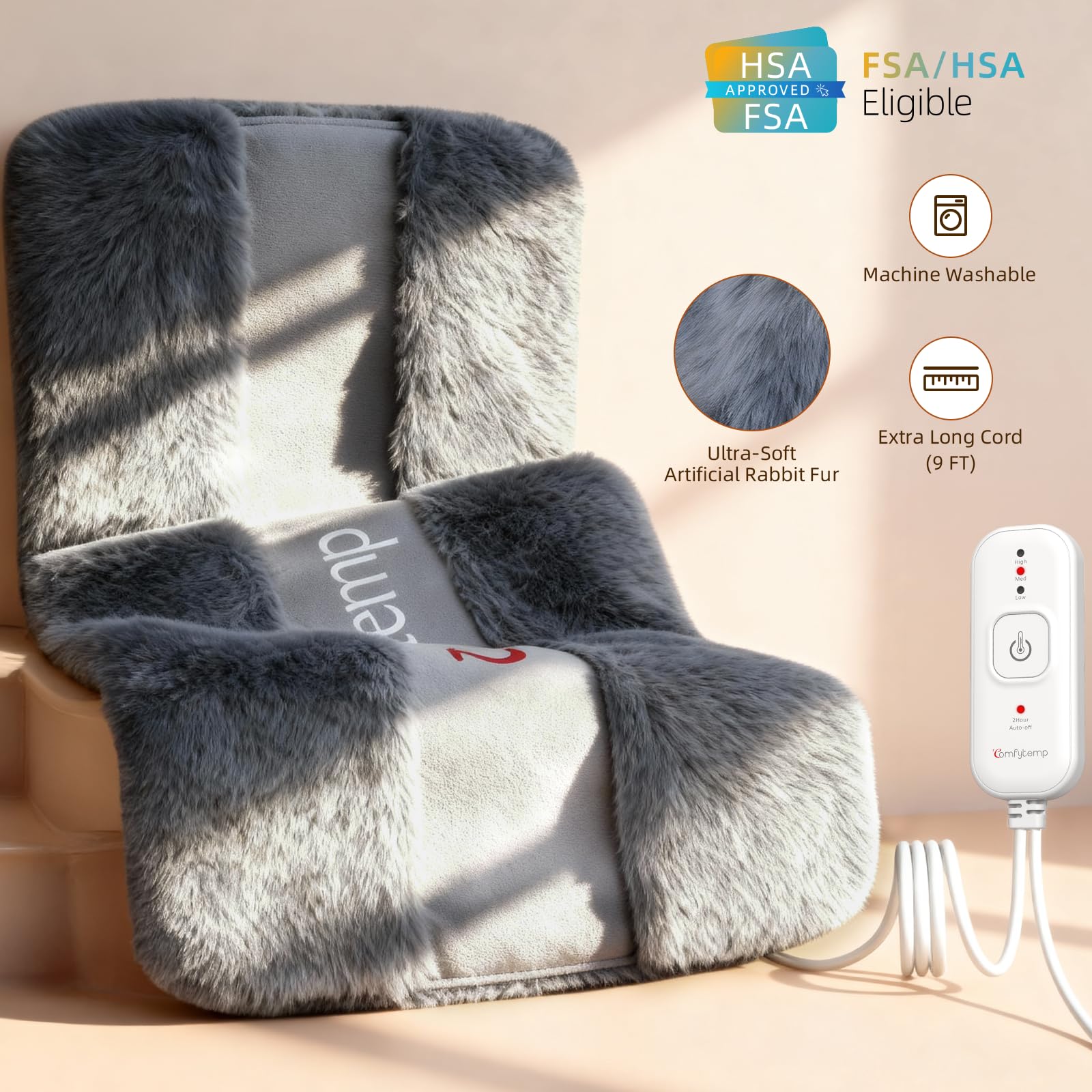 Comfytemp Almohadilla con correas de ajuste, sujeción estable para hombros y espalda