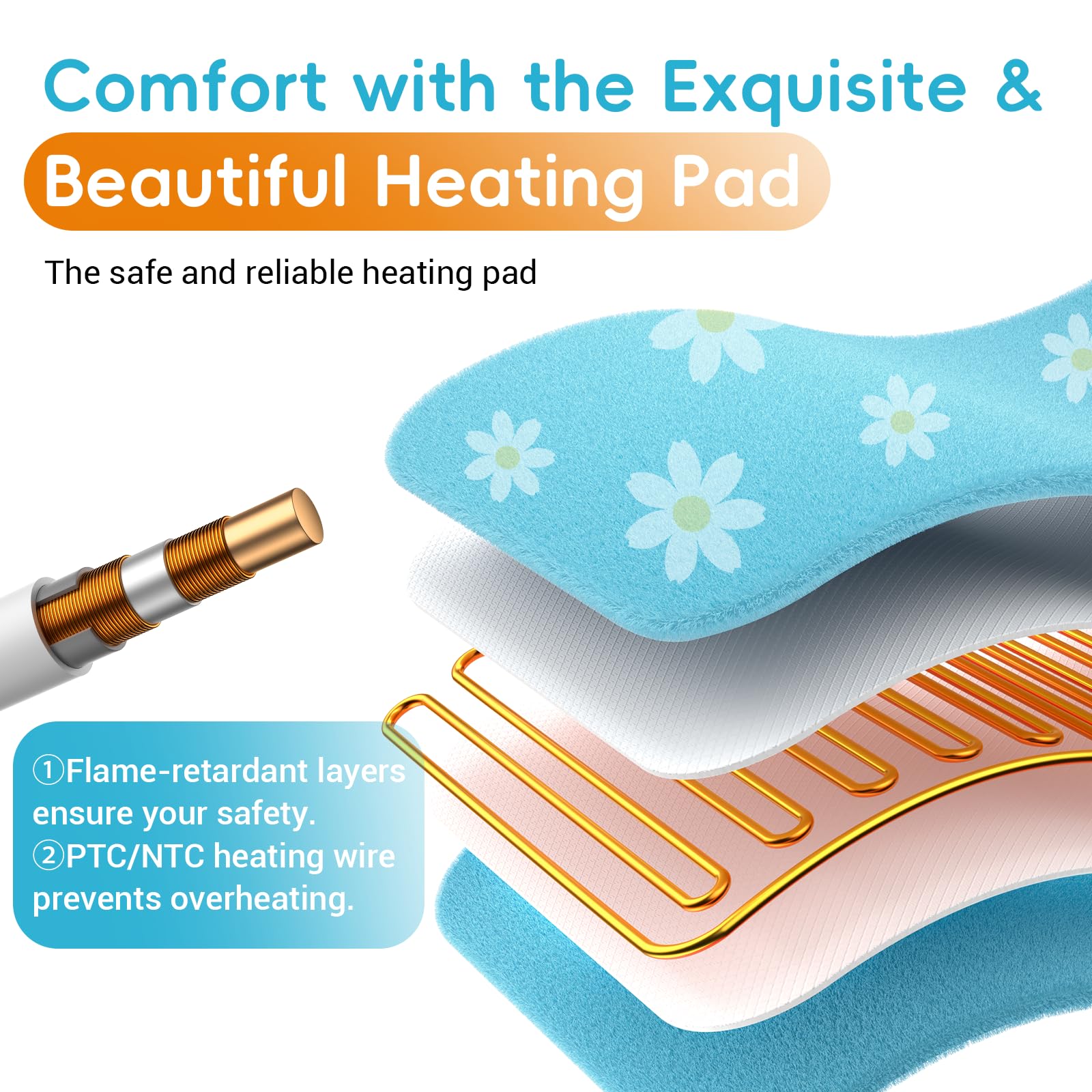 Comfytemp almohadilla de calor con control remoto y seguridad