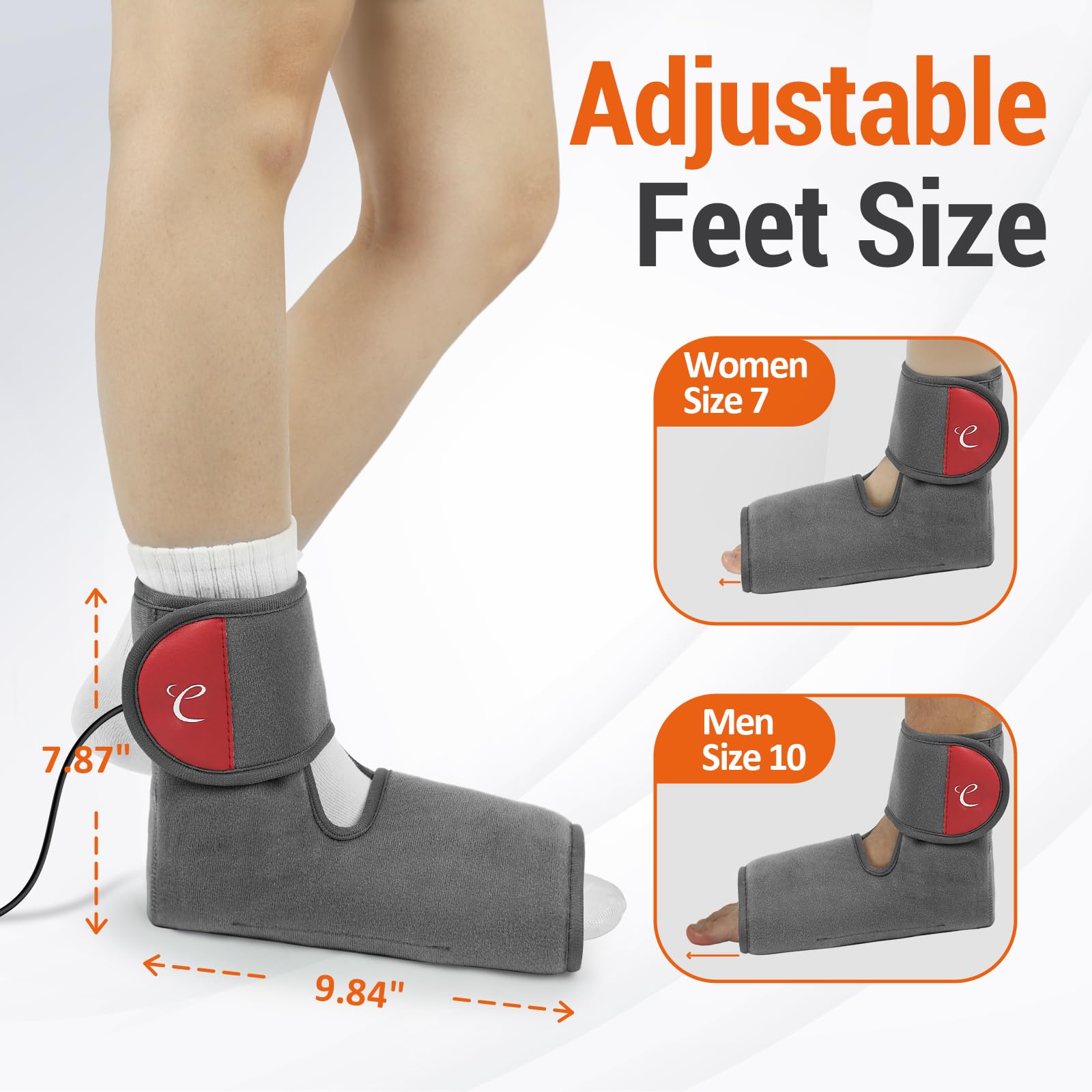Almohadilla para pie Comfytemp con correas ajustables para ajuste seguro.
