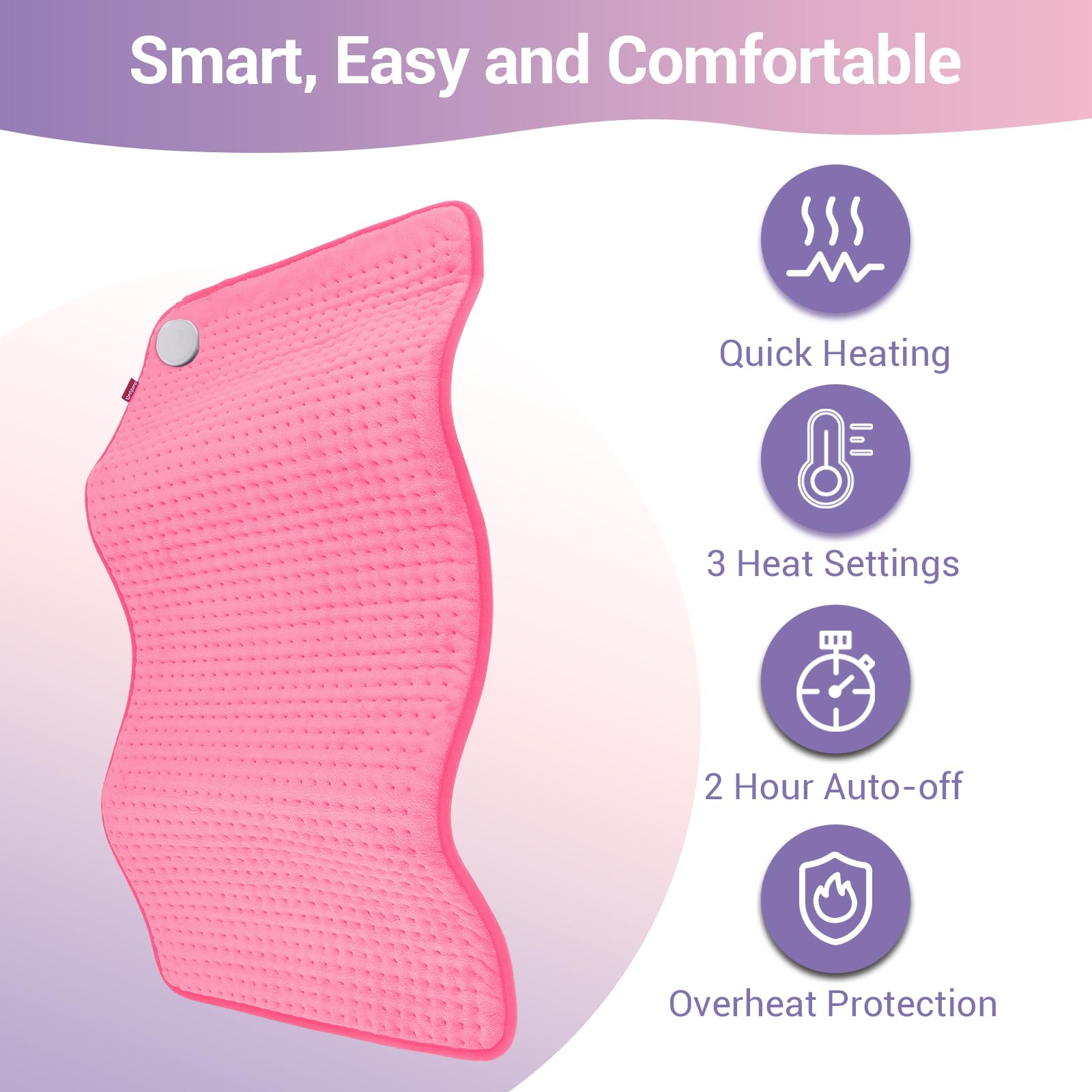 Almohadilla de Comfytemp con tres niveles de calor para adaptarse.