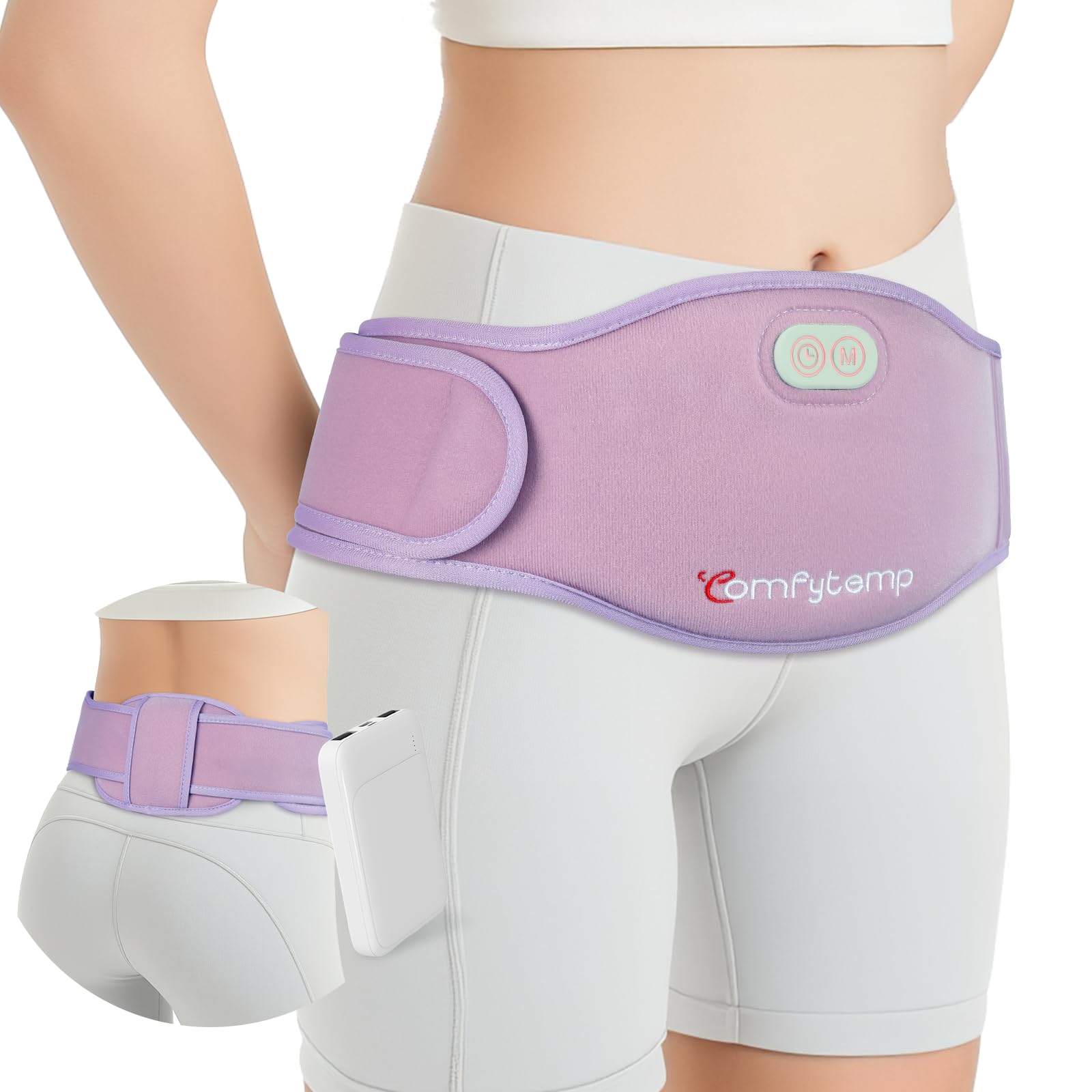 Comfytemp banda de calor con doble zona para espalda y vientre, calor suave y focalizado
