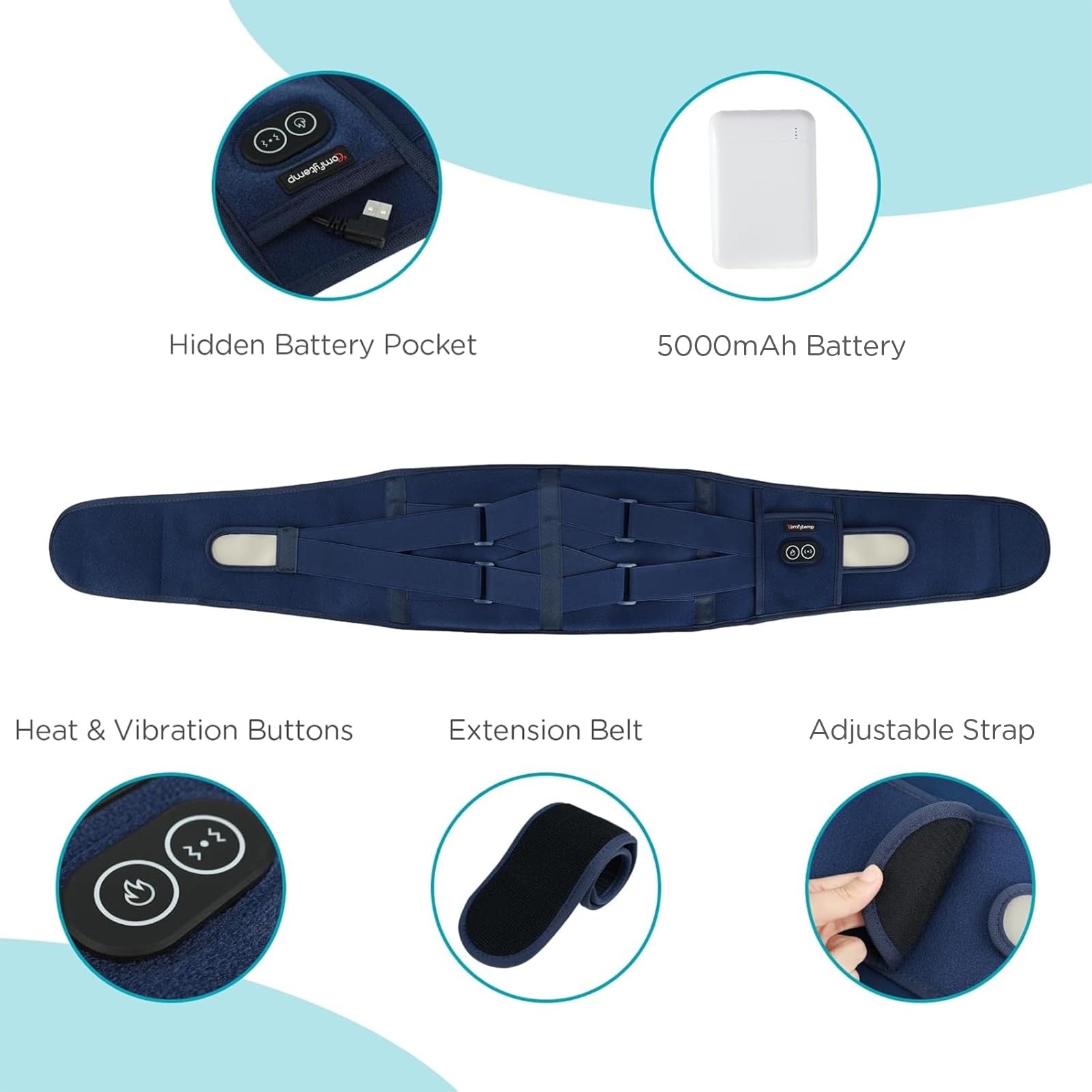 Batería de 5000mAh de Comfytemp para uso portátil.