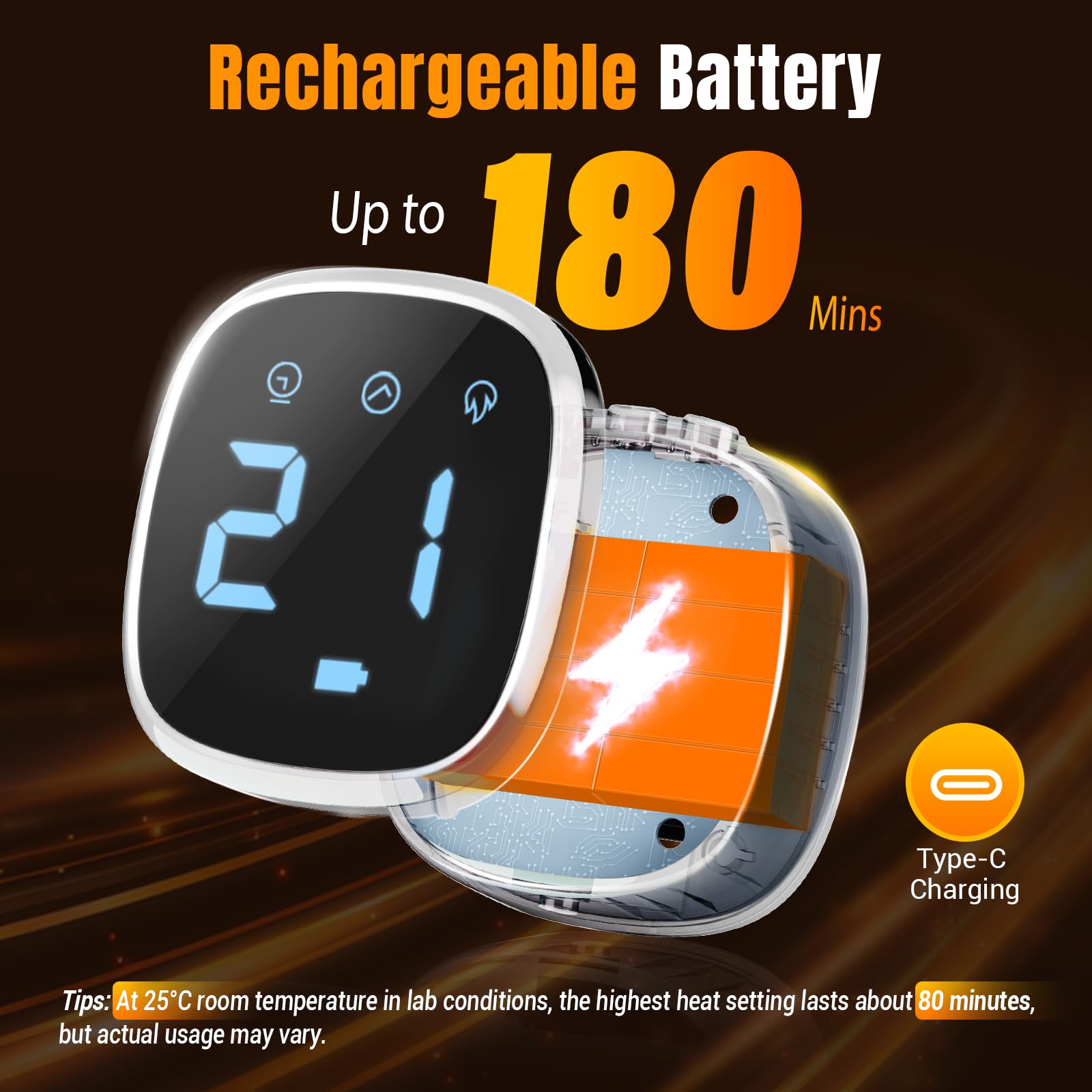 Comfytemp batería recargable para uso móvil sin enchufes.