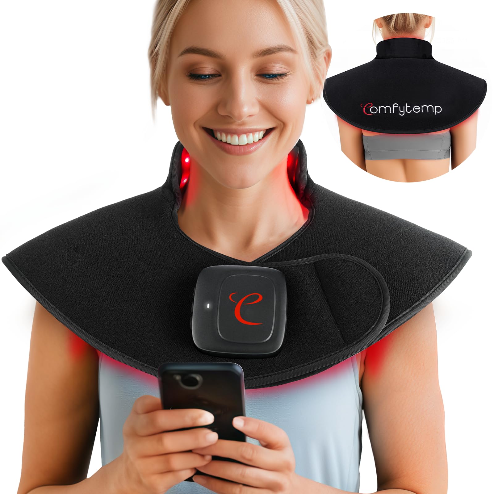 Capa de Comfytemp luz roja para cuello y hombros, relajación suave en casa