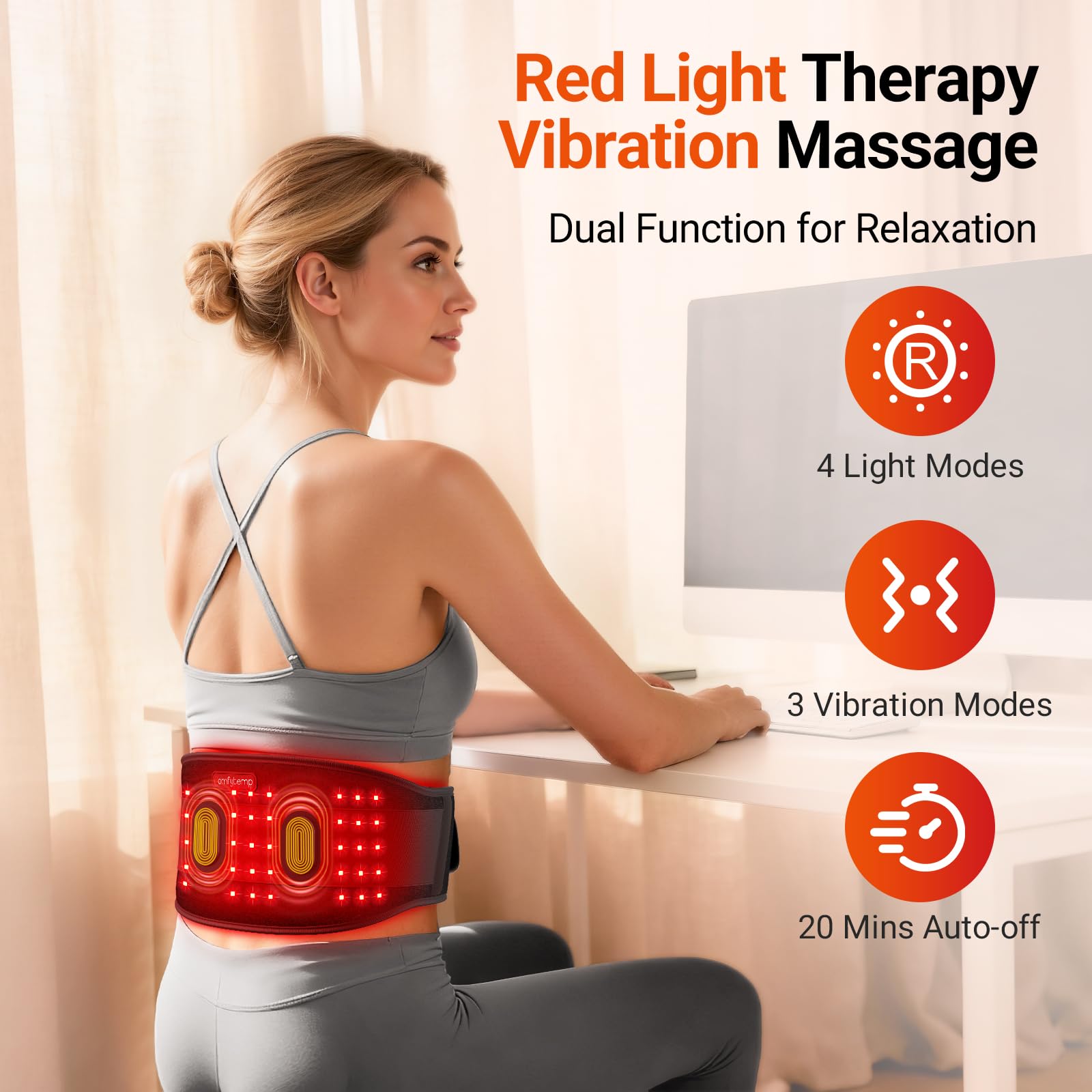 Comfytemp cinturon con luz infrarroja 850nm ayuda a relajar músculos profundos.