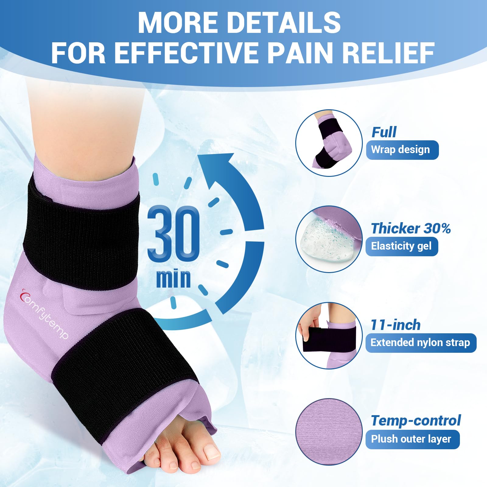 Comfytemp cobertura amplia para tobillo y talón, ajuste cómodo