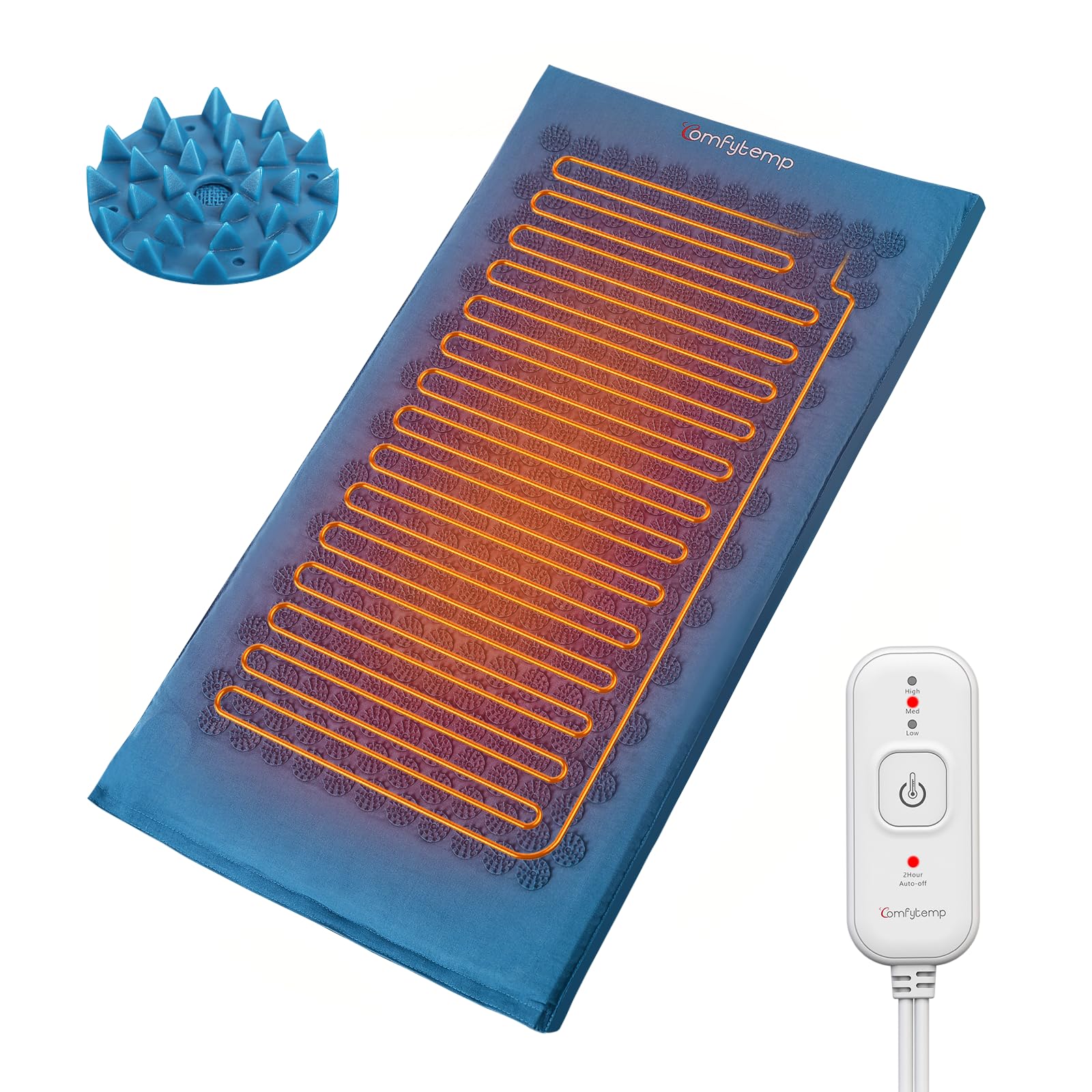Colchoneta Comfytemp con calentamiento y acupresion para espalda en casa