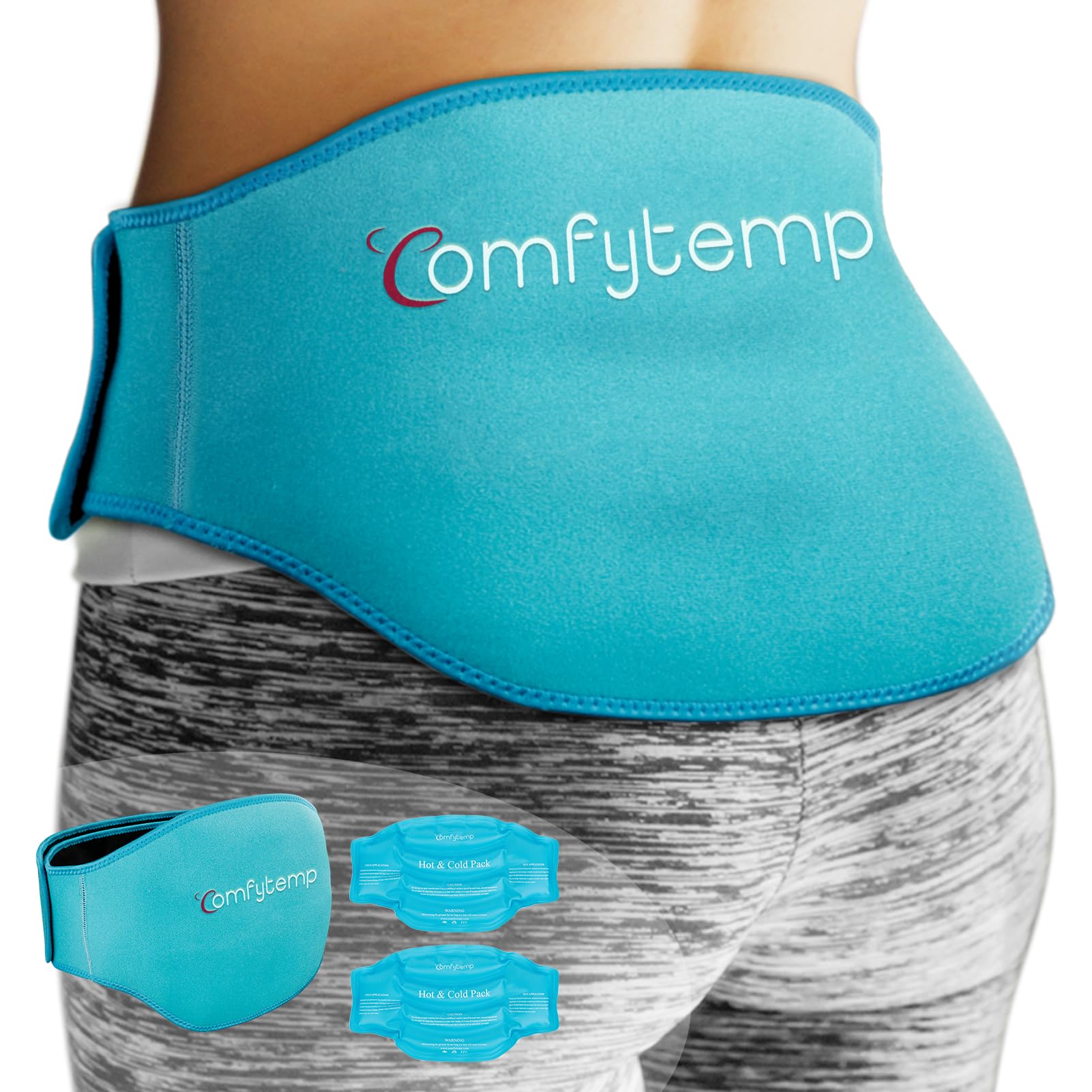 Comfytemp compresas hielo-dorso duo ofrecen alivio focalizado para la zona lumbar.