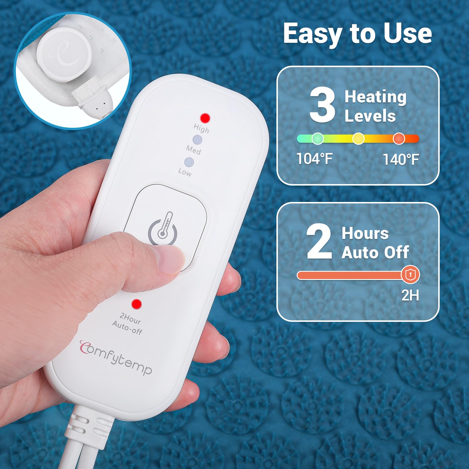 Colchoneta Comfytemp diseño seguro con apagado automático para seguridad