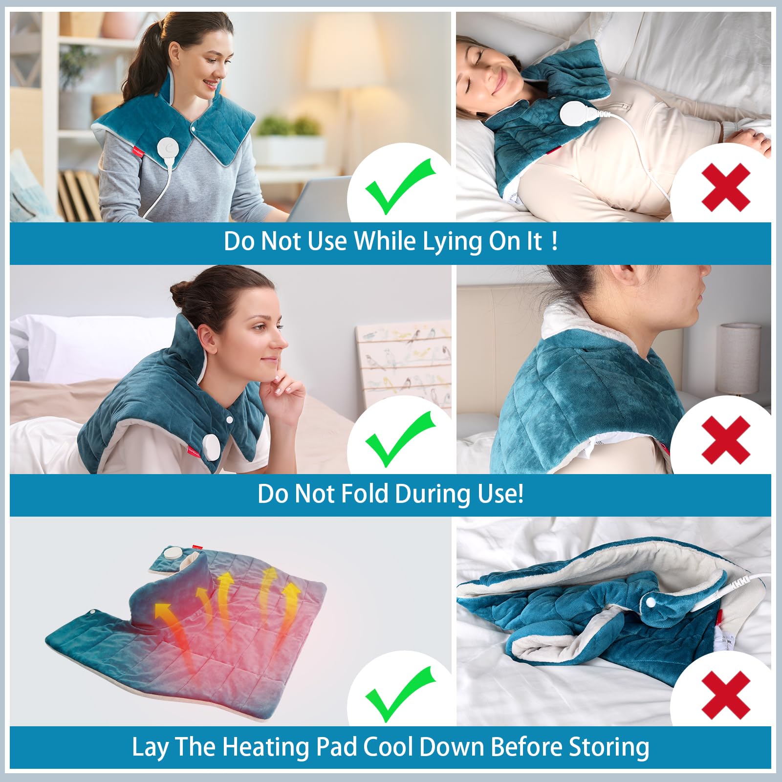 Extensión de cuello de 2 pulgadas en la almohadilla Comfytemp para mejor ajuste.