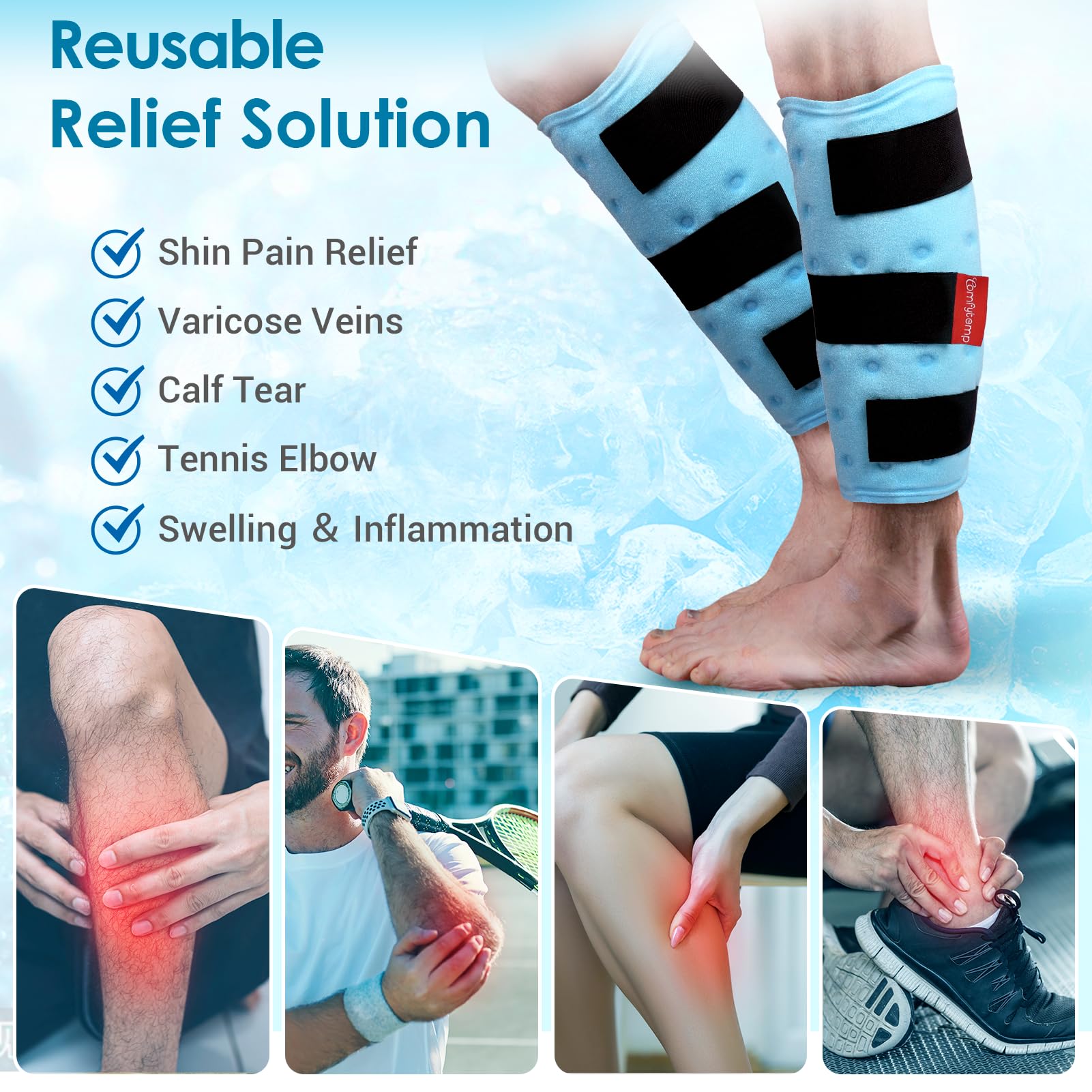 Comfytemp gel para codo con ajuste ergonómico y alivio temporal