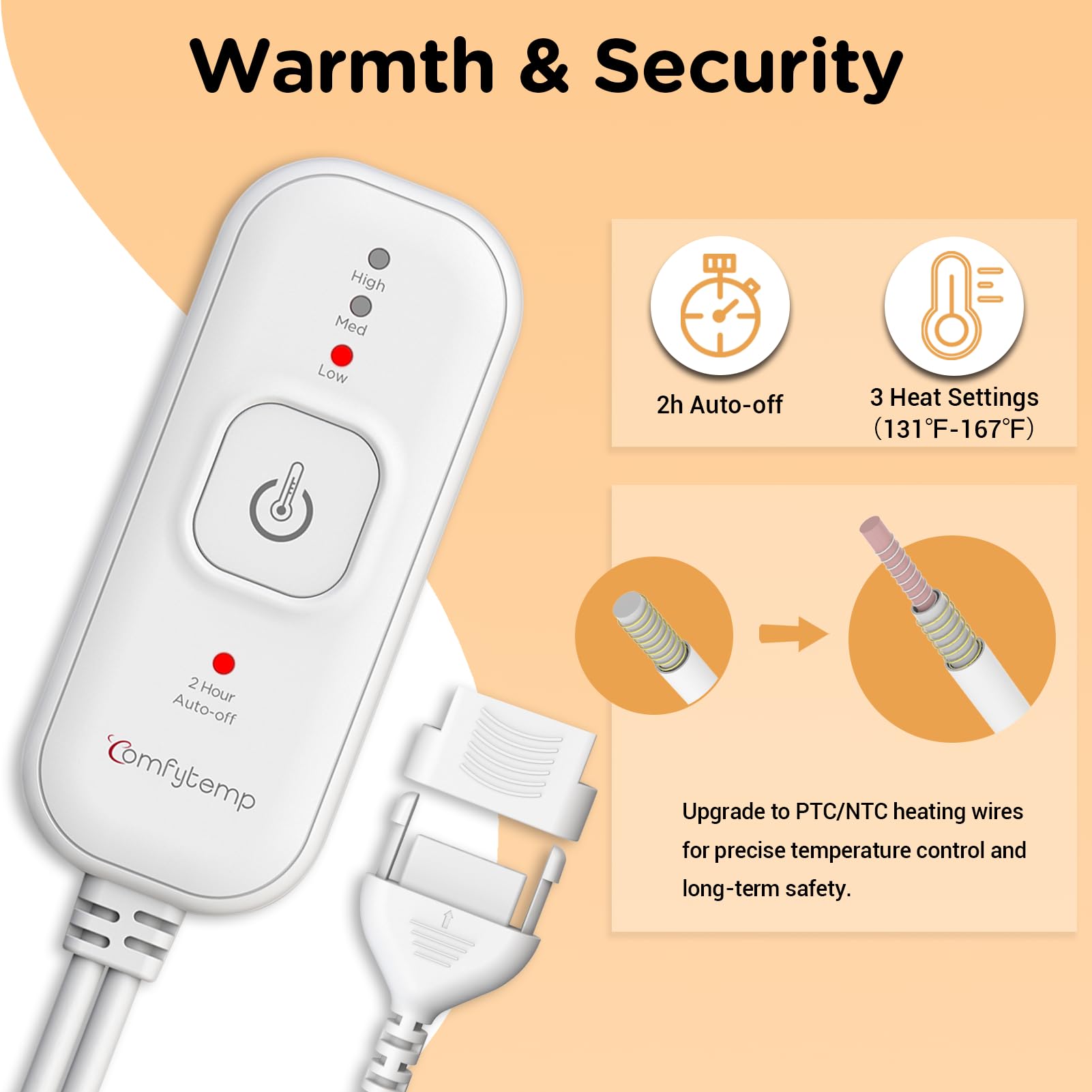 Comfytemp hombro apagado automático de dos horas para seguridad.