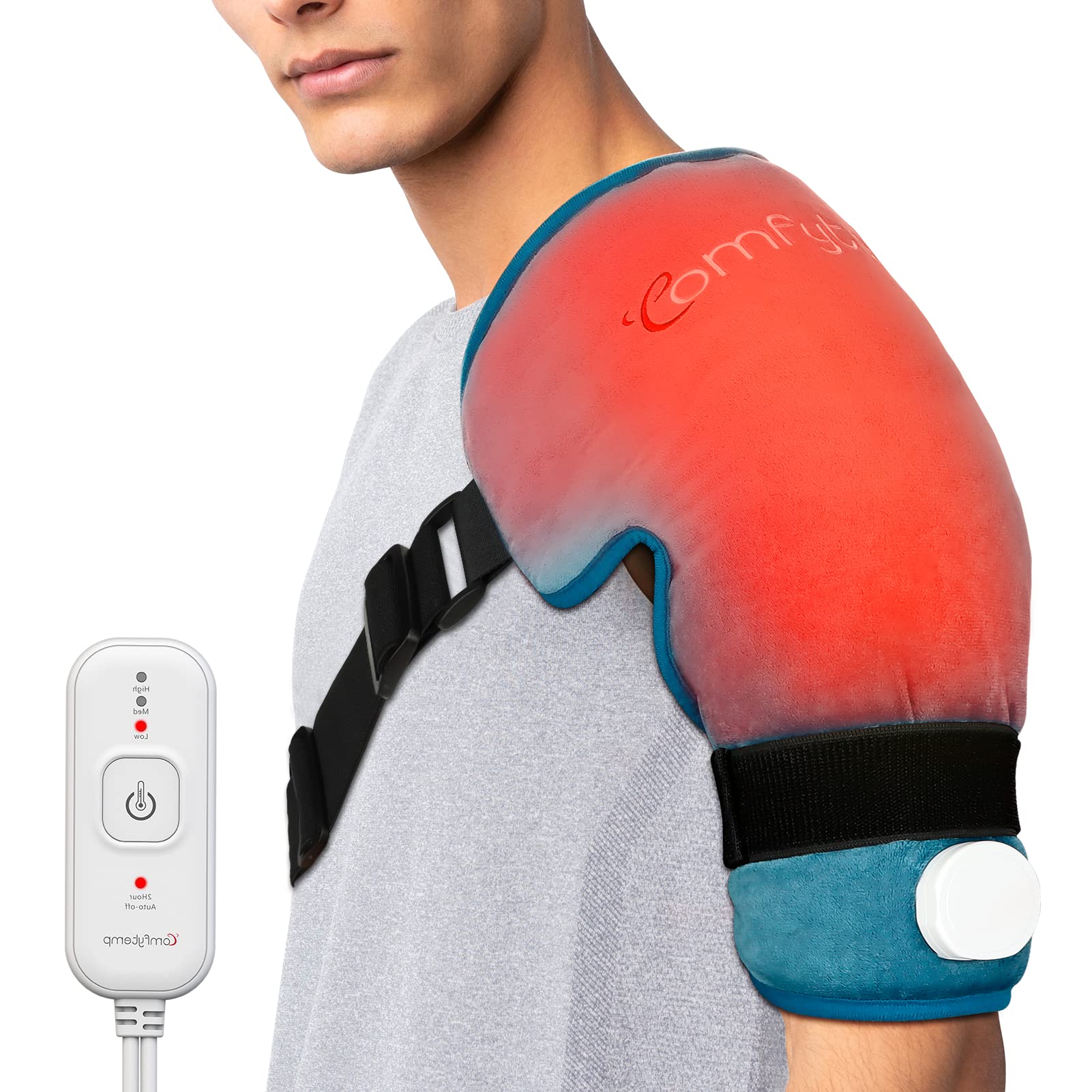 Comfytemp funda calefactable para hombro con diseño envolvente que distribuye calor uniformemente