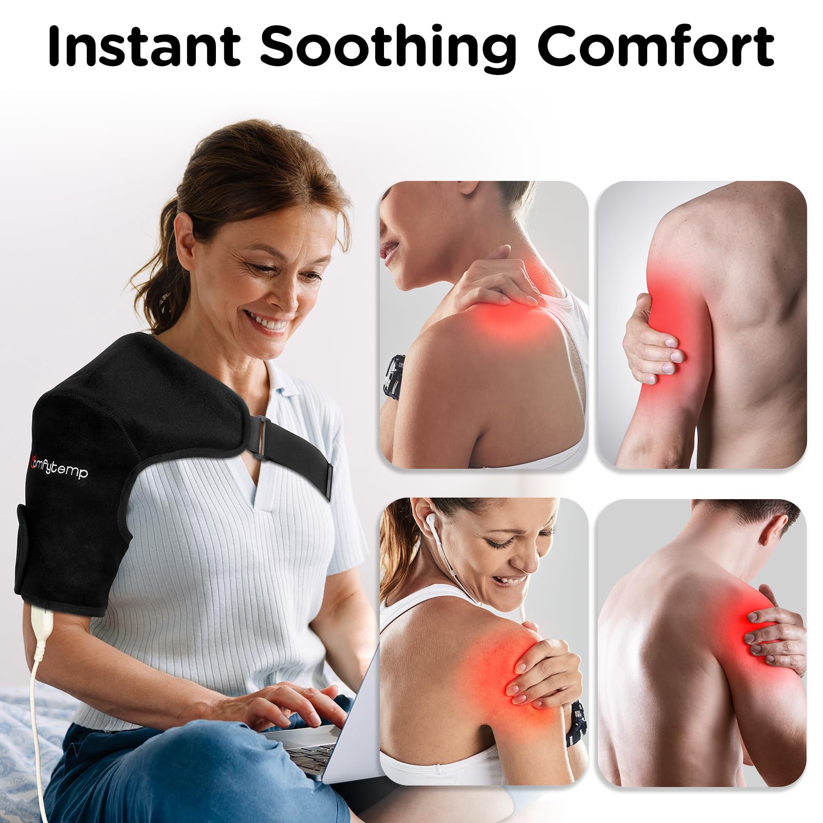 Comfytemp hombro con tres niveles de calor para adaptarse