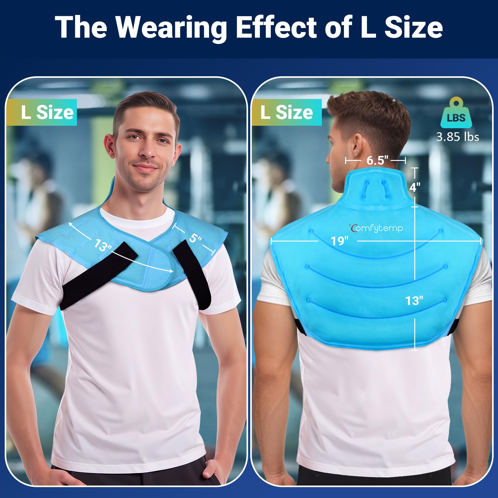 Comfytemp Ice Pack Grande con correas ajustables para un ajuste seguro.