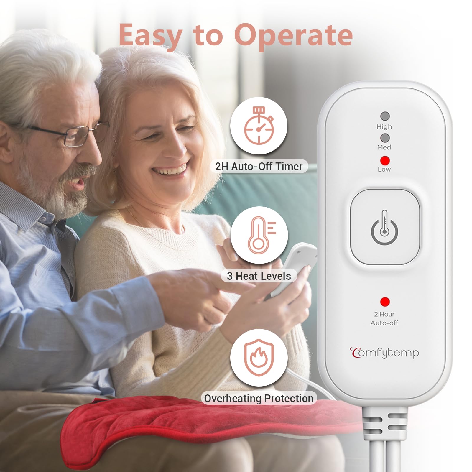 Almohadilla Comfytemp lavable a máquina tras retirar el controlador.
