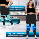 Dos paquetes de gel Comfytemp para enfriamiento prolongado de la rodilla.