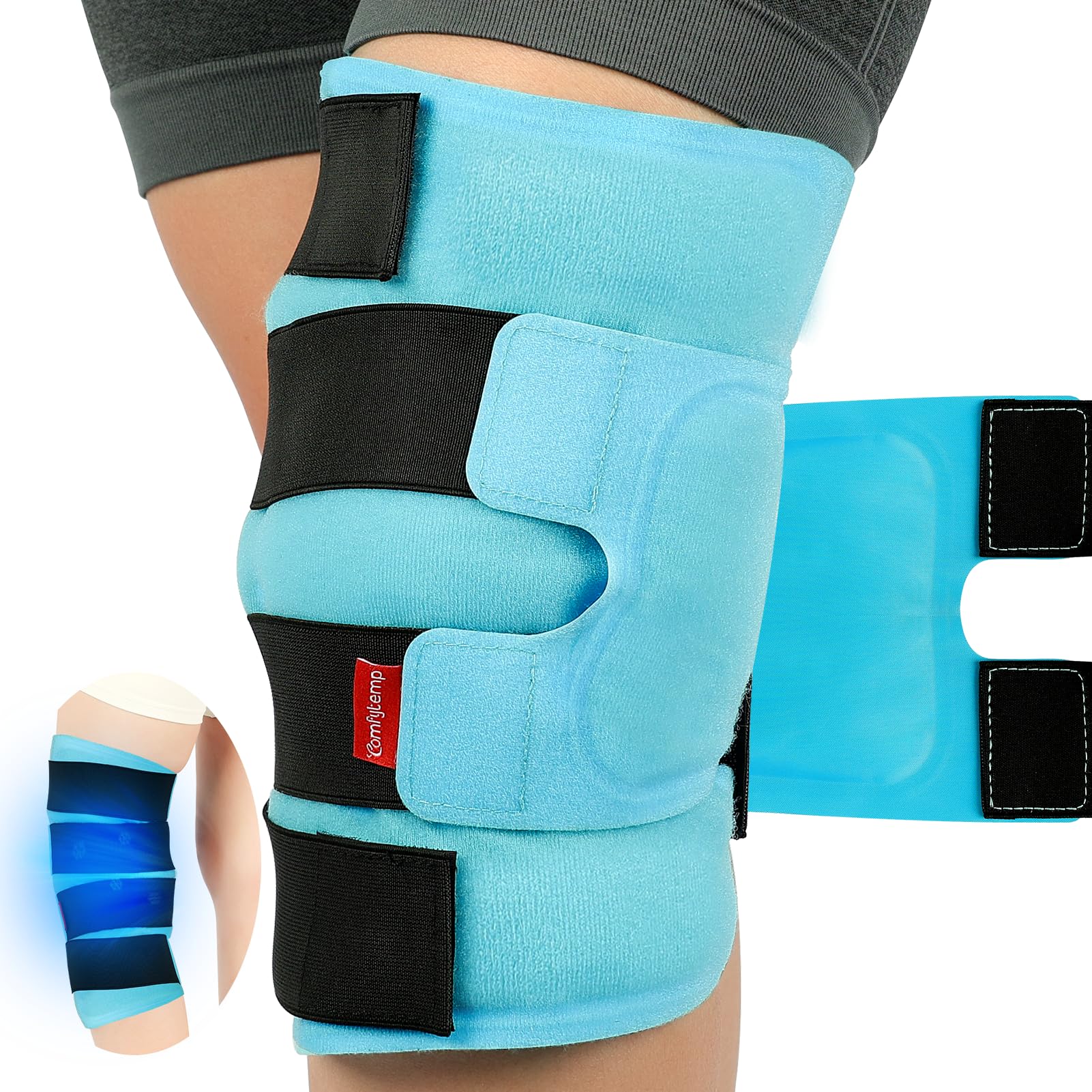 Comfytemp rodilla, almohadilla fría grande que cubre toda la rodilla para mayor confort.