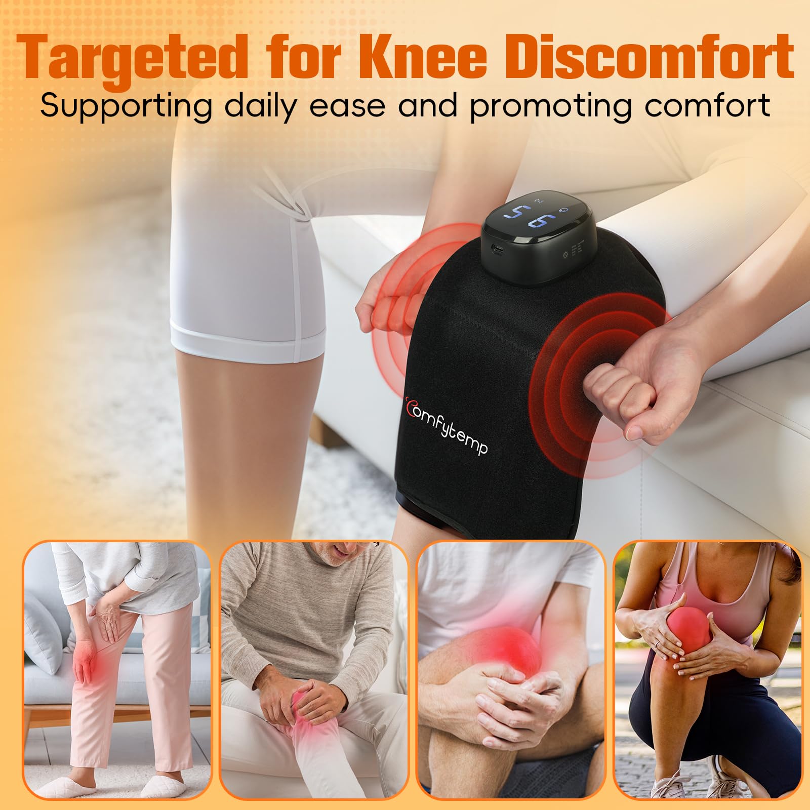 Comfytemp rodilla batería recargable para uso inalámbrico sin interrupciones.