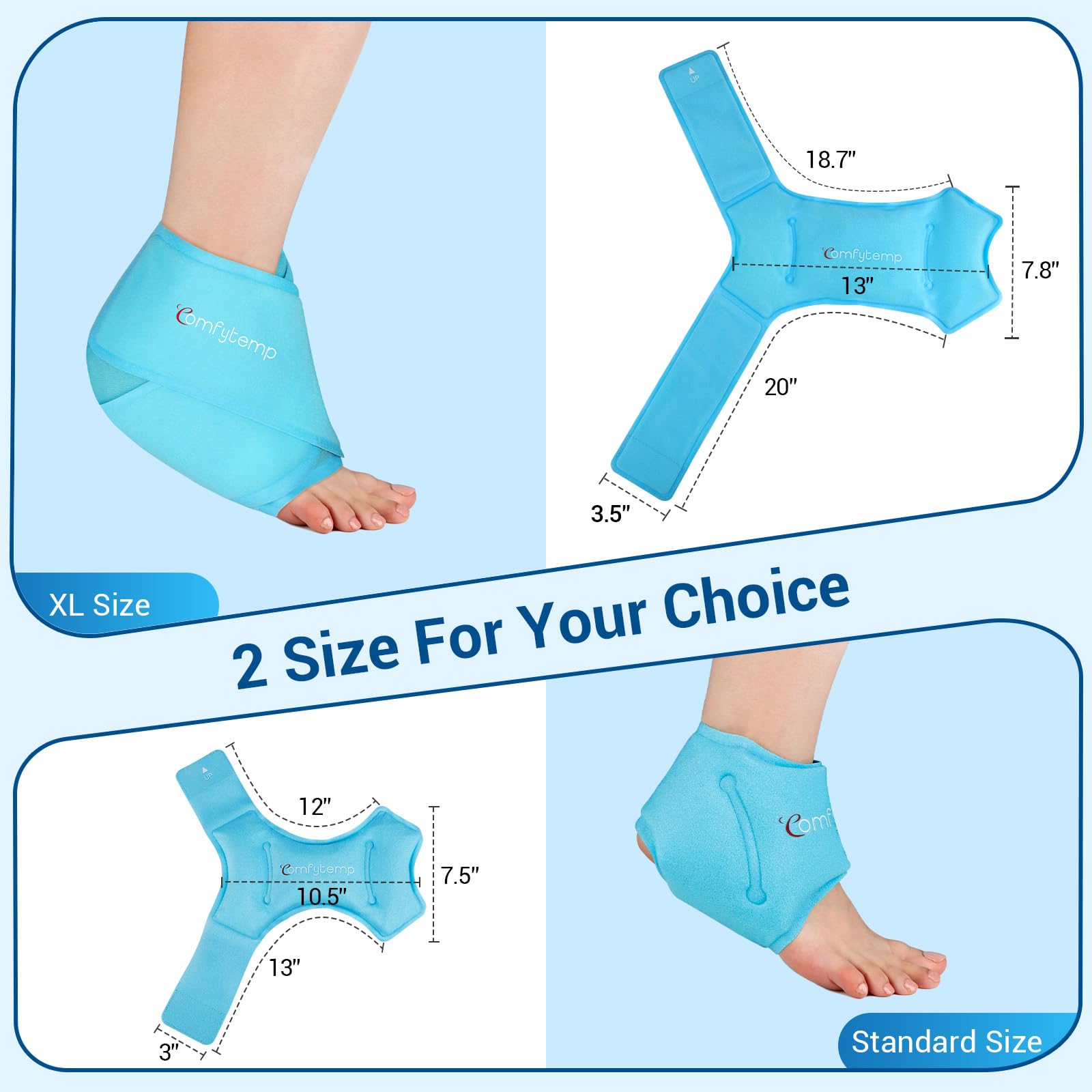 Comfytemp Tobillo XL con correas dobles para un ajuste seguro y estable.