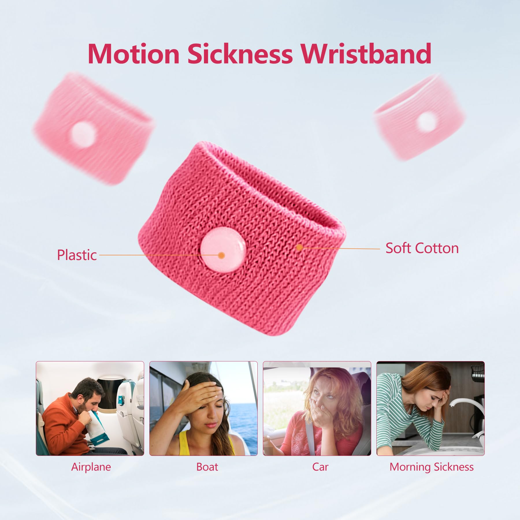 Detalle de presión Neiguan en la pulsera COMFYTHERA para alivio potencial.
