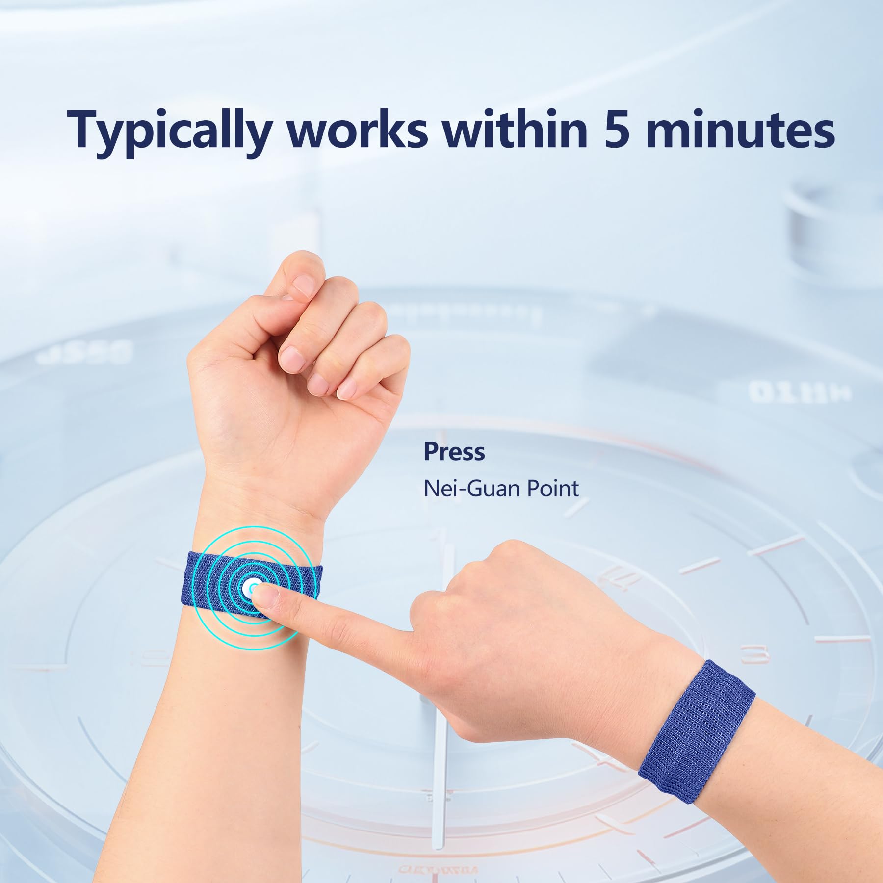 COMFYTHERA pulsera antinausea con cierre cómodo para salidas largas