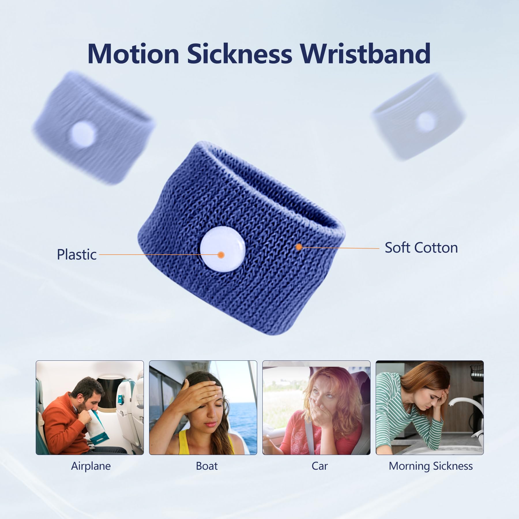 COMFYTHERA pulsera antinausea en la mano izquierda para coche