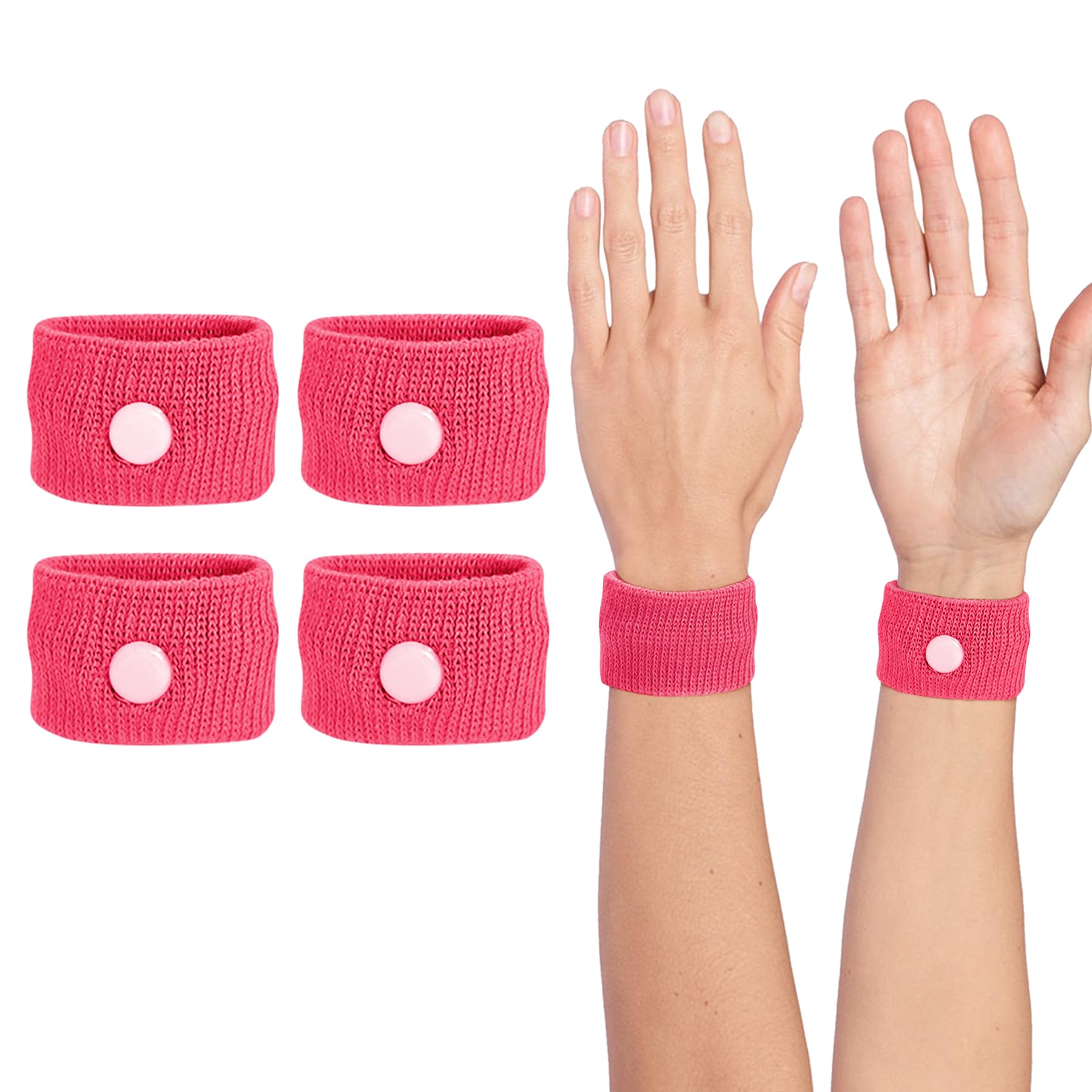 Pulsera COMFYTHERA de mareo con acupresión rosado grande para viajes más cómodos.