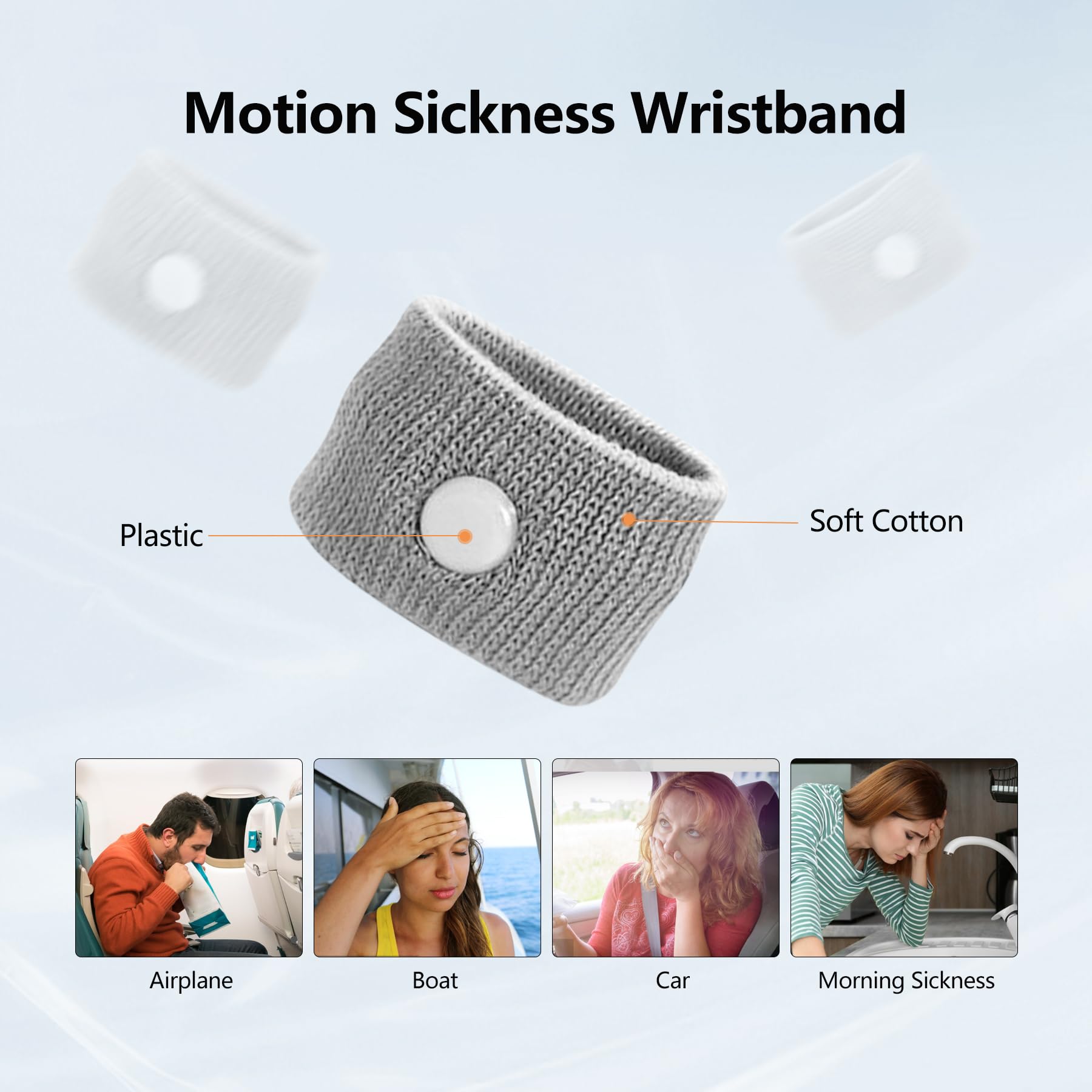 Sección de presión Neiguan de la pulsera COMFYTHERA para mareos.