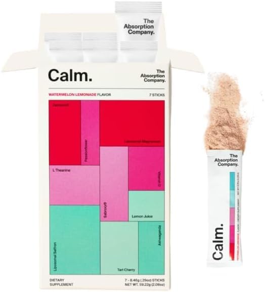 Envase de Calm Drink Mix de la Compania de Absorción listo para relajación diaria