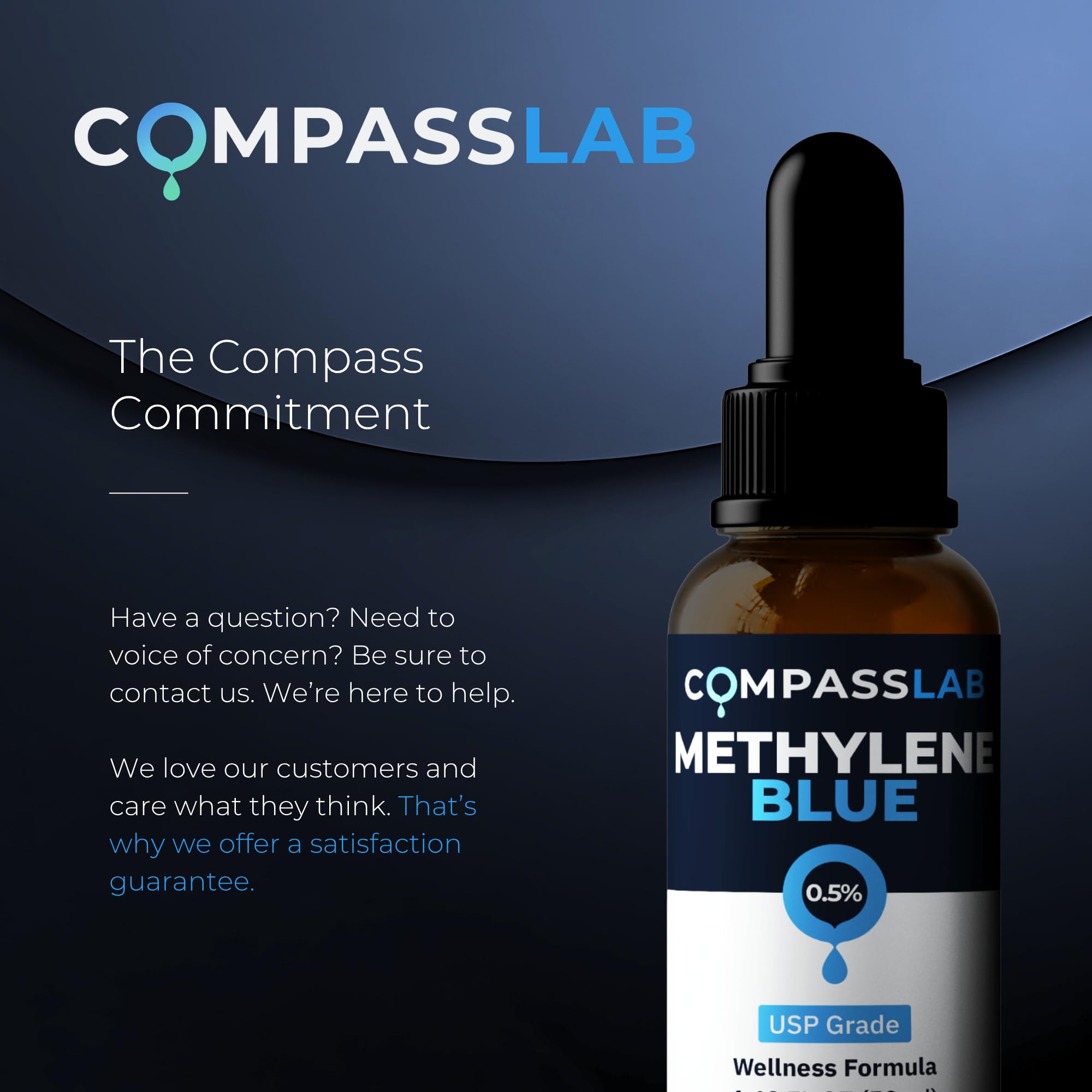 COMPASS LABORATORY metileno azul, empaque de vidrio protegido para transporte y almacenamiento.