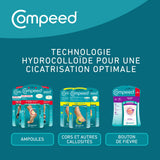 Aplicación fácil de curitas Compeed, segunda piel protectora.