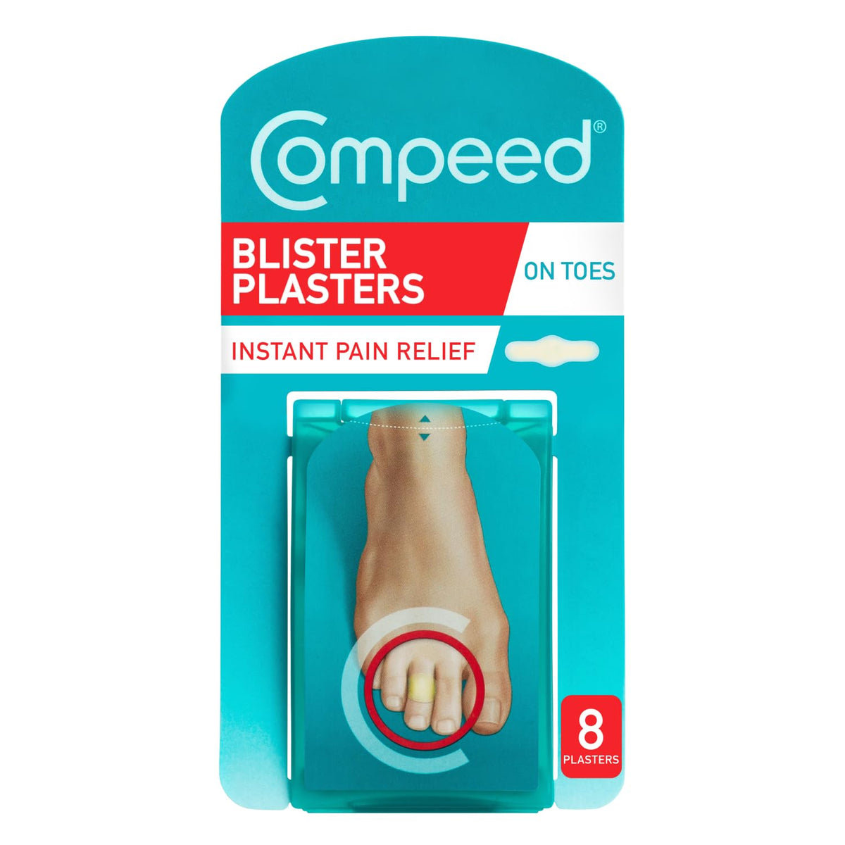 Compeed tiritas para ampollas en dedos con empaque práctico para viaje.