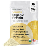 Proteína vegetal Complement Vanilla en bote para nutrición diaria.