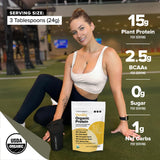 Etiqueta de ingredientes de Complement Vanilla revela la mezcla vegetal.