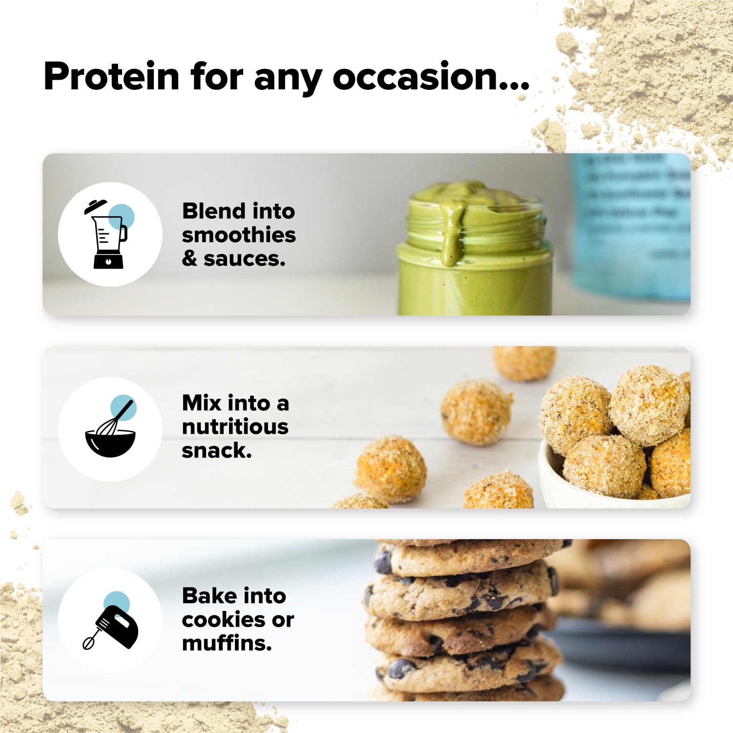 Complement proteina vegana para entrenamiento y recuperación.
