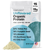 Complement proteina vegana sin sabor orgánica para uso diario.