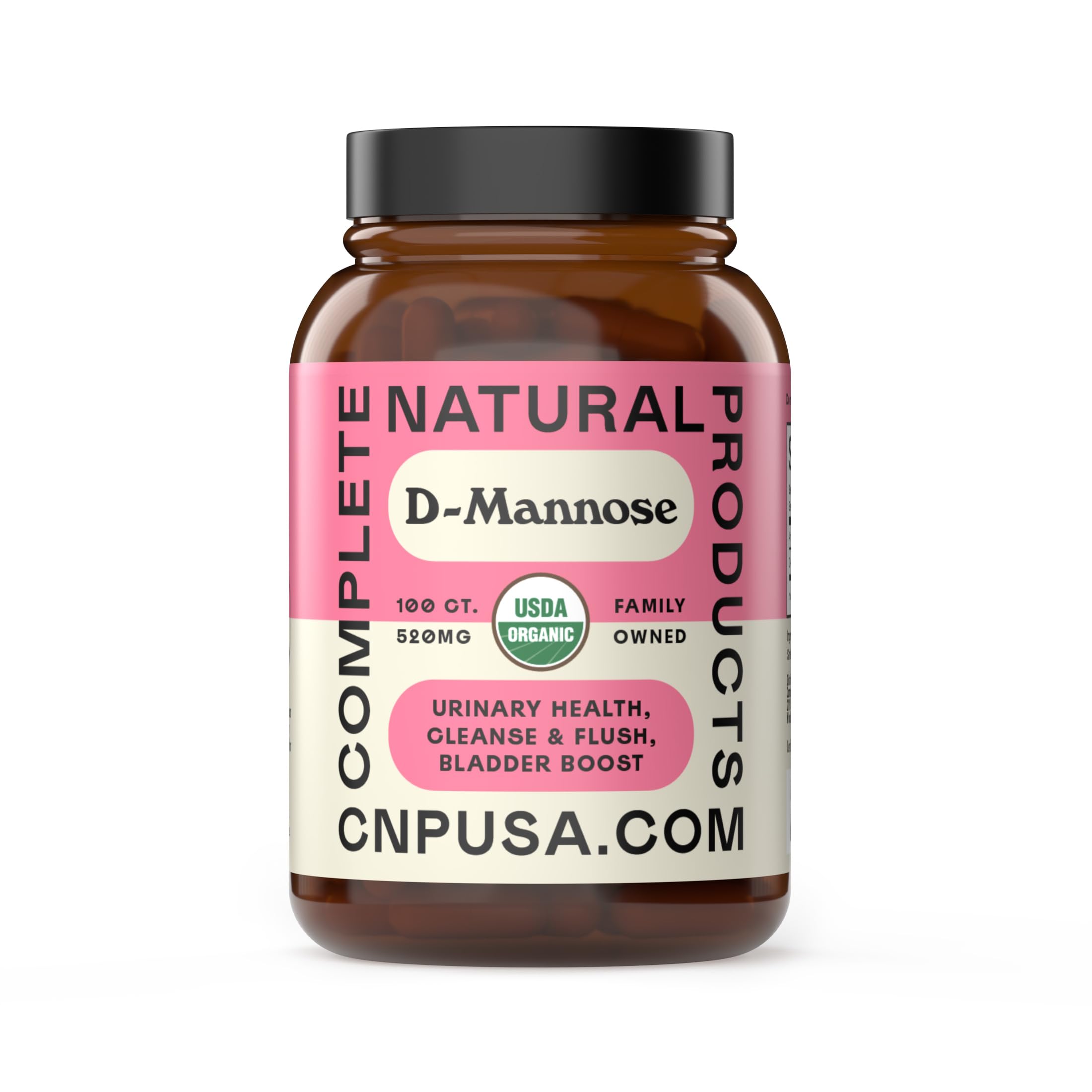 Complete Natural Products D Mannose 520 mg botella; apoyo diario para el tracto urinario
