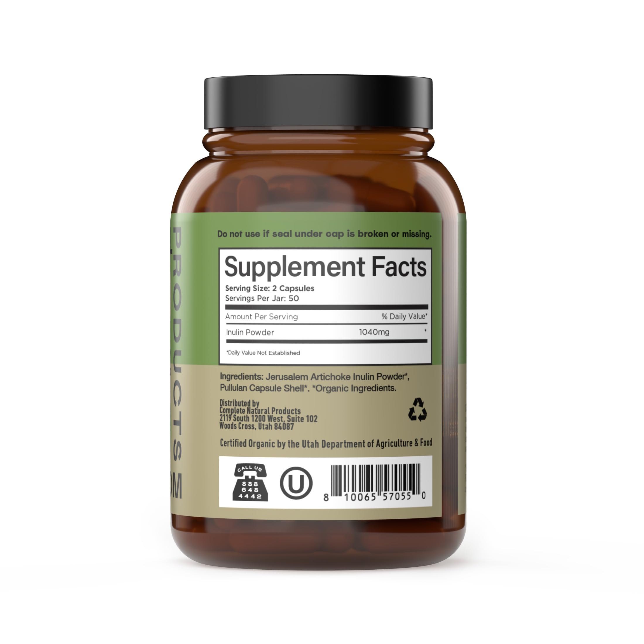 Complete Natural Products Inulina orgánica en cápsulas, uso diario fácil de integrar.