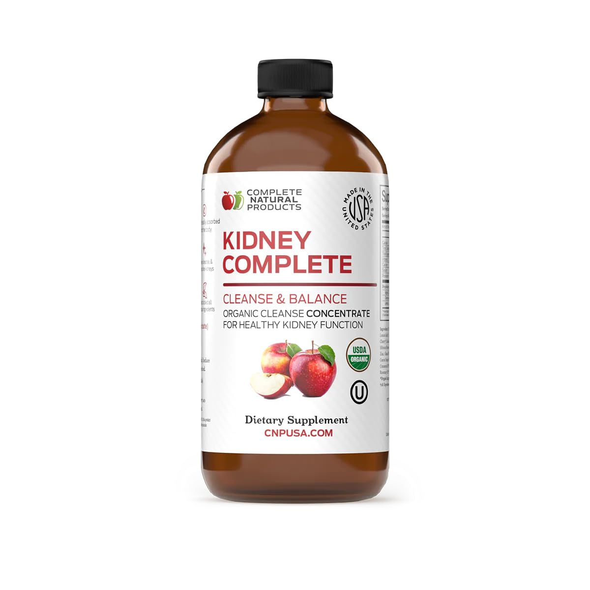 Complete Natural Kidney Complete, etiqueta frontal clara con ingredientes clave para un vistazo rápido.