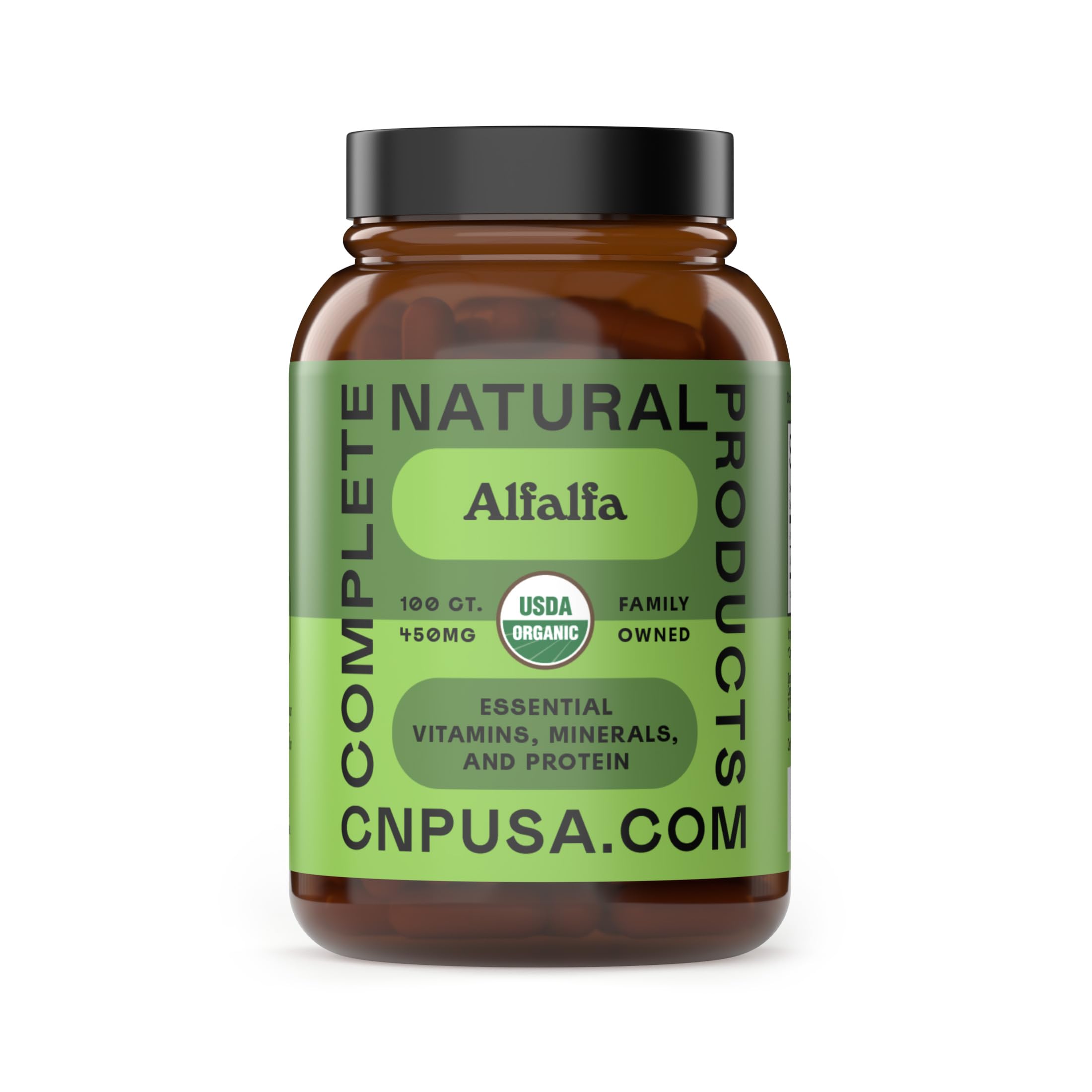 Complete Natural Products Alfalfa Pura: botella con cápsulas vegetarianas para uso diario